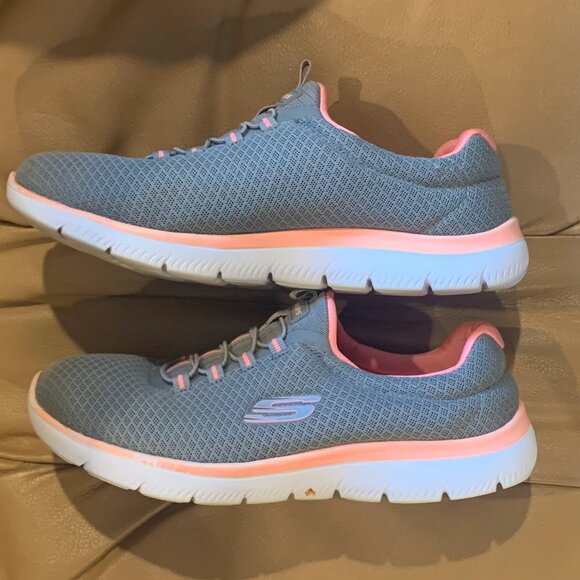 SKECHERS WOMEN'S WIDE FIT SNEAKERS, SUMMITS #12980W, GRAY/PINK, SIZE 7.5, VGUC - Picture 4 of 8